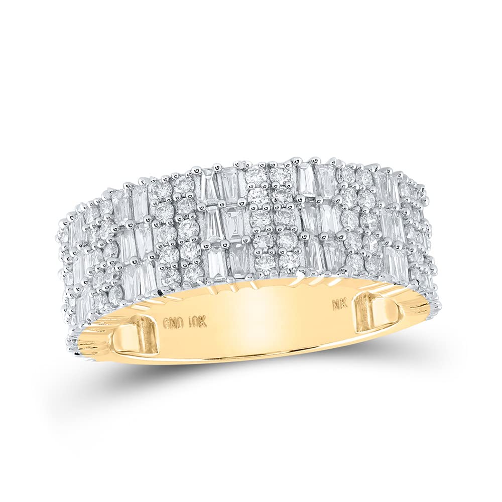 10kt Yellow Gold Baguette Diamond Round Band Ring X6126