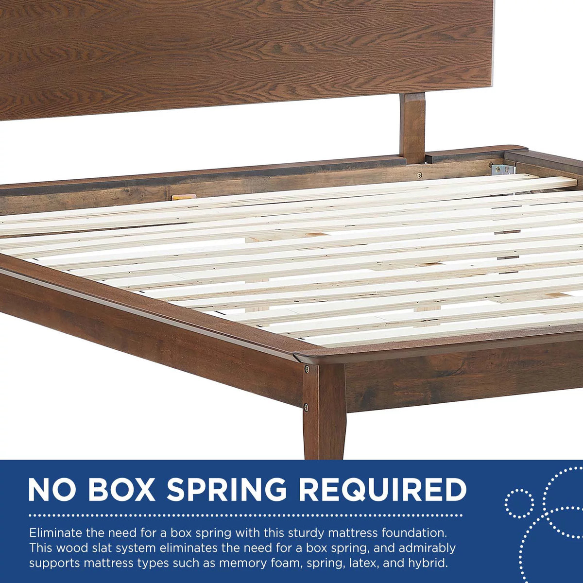 King Wood Platform Bed in Walnut W90567
