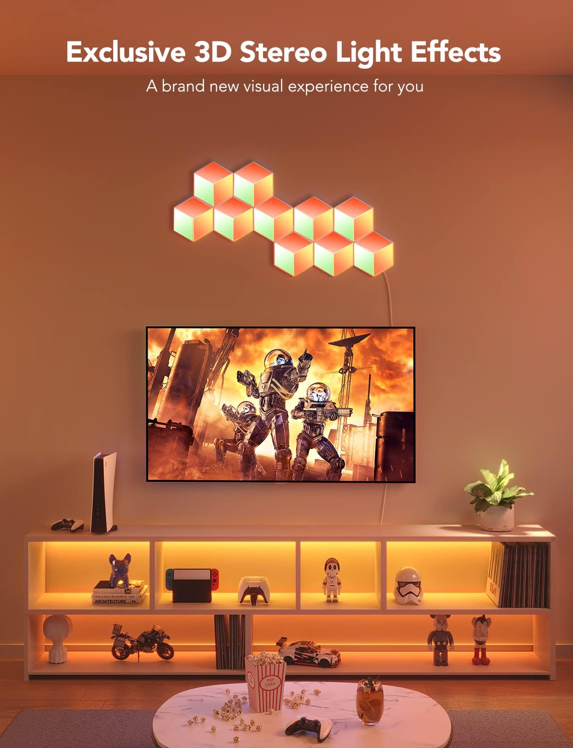 RGBIC 3D Hexagon Wall Lights, 10 Pack U573