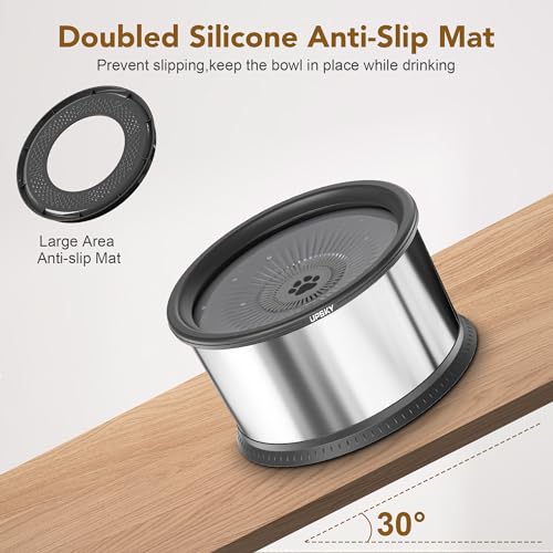 6.5L Stainless Steel No Spill Dog Water Bowl with Anti-Slip Mat L1485