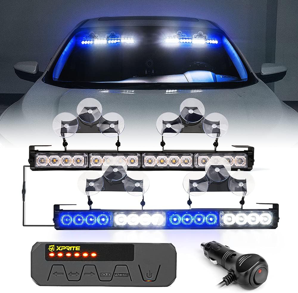 Amber LED Emergency Strobe Light Bar with Control Box, Pack of 2 J2615