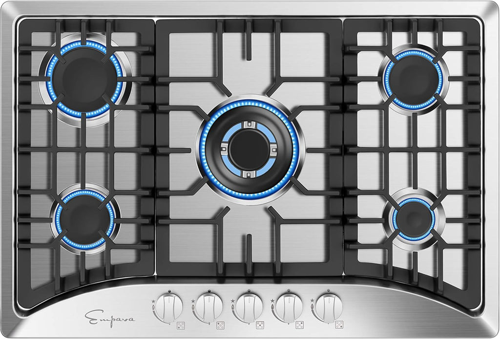 30" Stainless Steel Gas Stove Cooktop with 5 Burners R51221