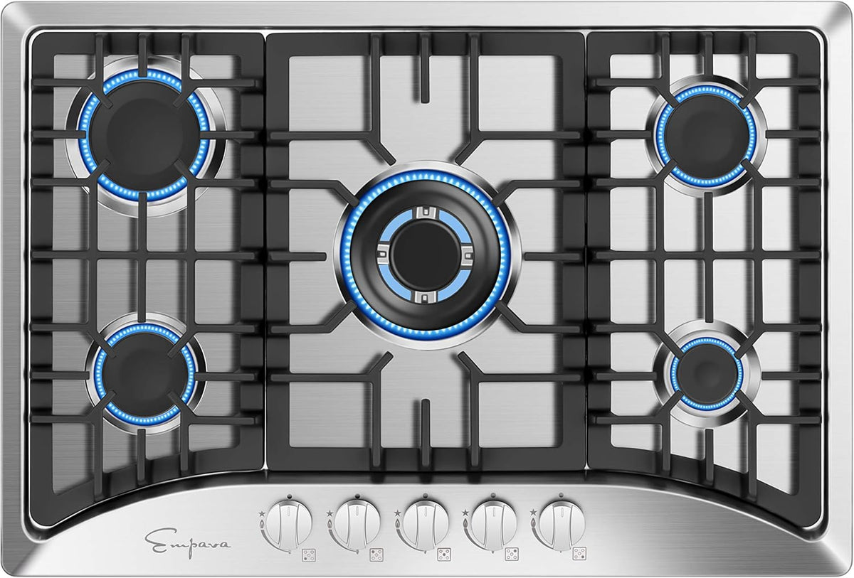 30" Stainless Steel Gas Stove Cooktop with 5 Burners R51221