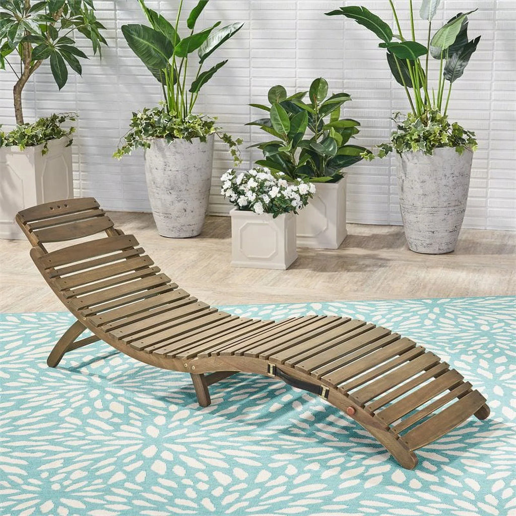 Acacia Wood Foldable Chaise Lounge Q645363