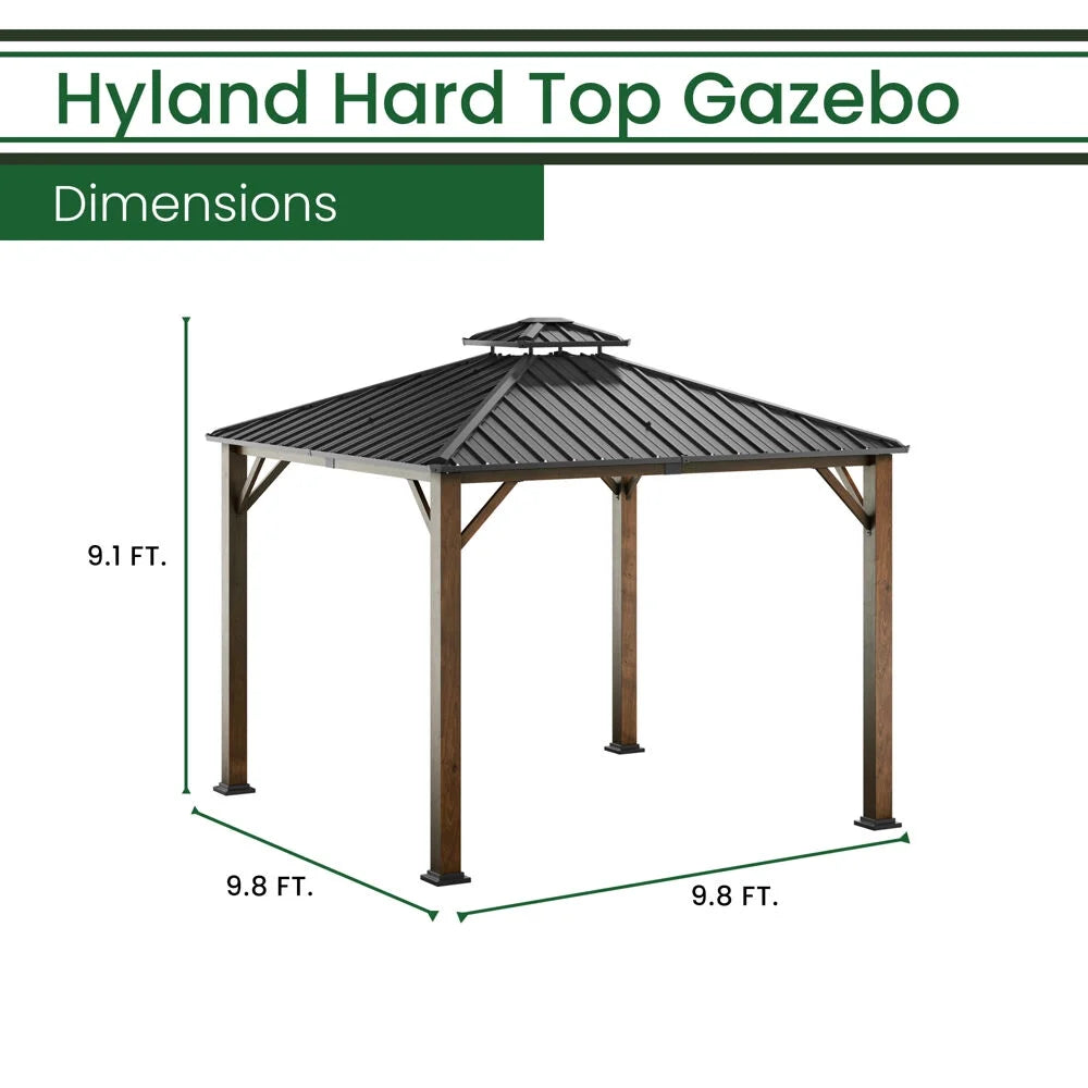 9.8' x 9.8' Hard Top Outdoor Gazebo with Roof Vent, Aluminum and Steel Frames O245626
