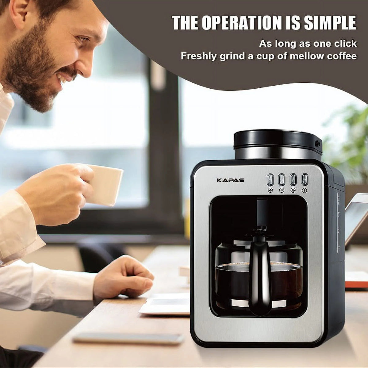 Automatic Coffee Machine with Grinding Function, Programmable Timer, 0.6L X982959