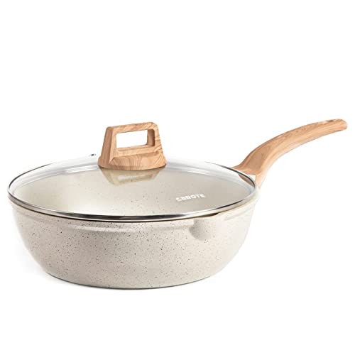 12Inch Nonstick Deep Frying Pan with Lid, 5.5 Qt Jumbo Cooker Saute Pan J80808