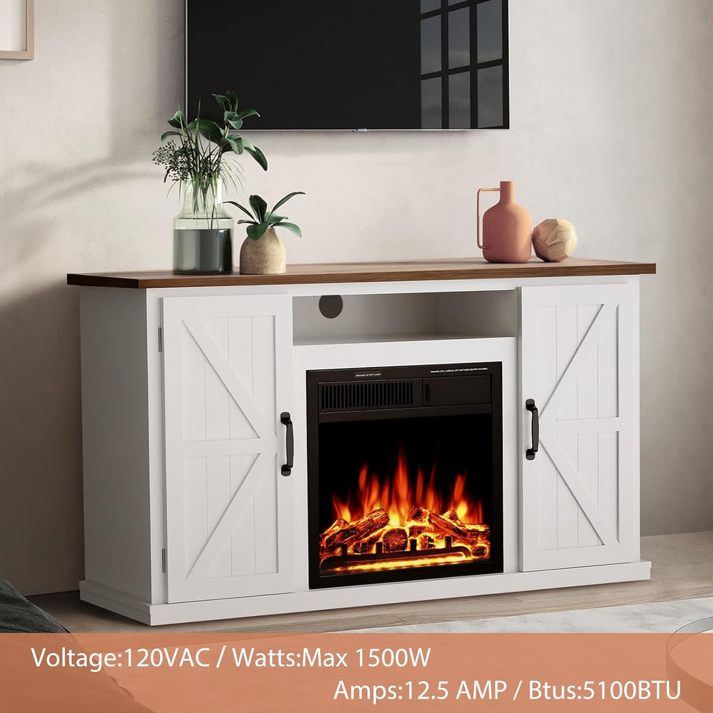47" Fireplace Mantel Wood Surround Tv Stand Freestanding Corner Heater Infrared Quartz Heater Adjustable Led Flame Remote Control O9783