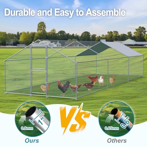 Large Chicken Coop for 30 Chickens with Waterproof UV Resistance Cover and Double Lockable Doors U96080