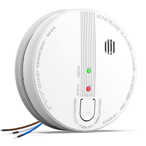 Hardwired Interconnected Photoelectric Smoke Detector with Replaceable 9V Battery T41173