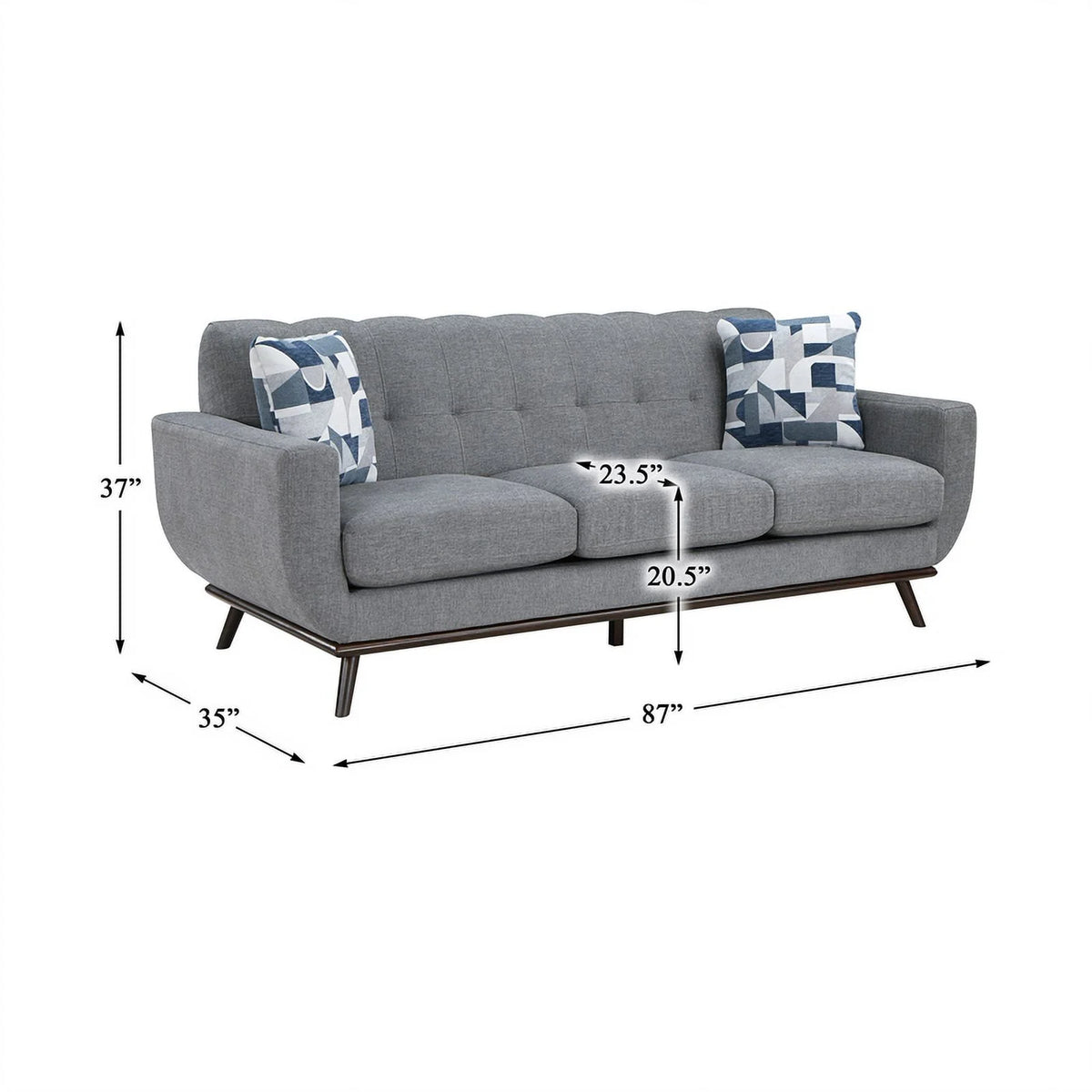 2-Piece Tufted Sofa Set in Gray X818423