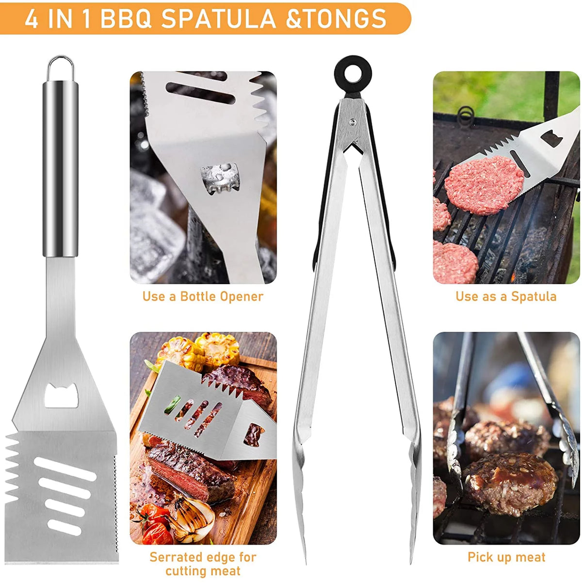 41Pcs Stainless Steel BBQ Grill Tool Set with Storage Bag N146975