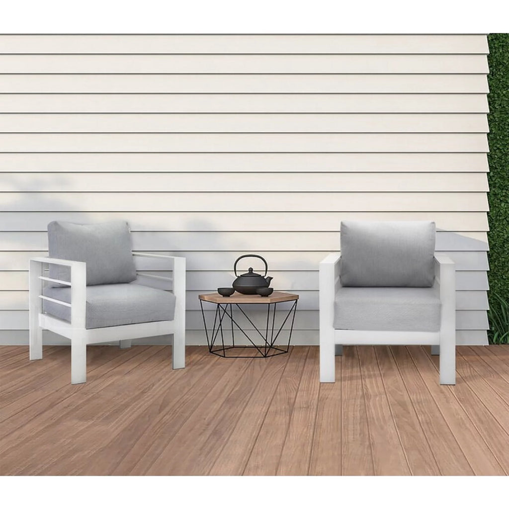 2 Pcs White Aluminum Outdoor Sofa with Cushions B5657