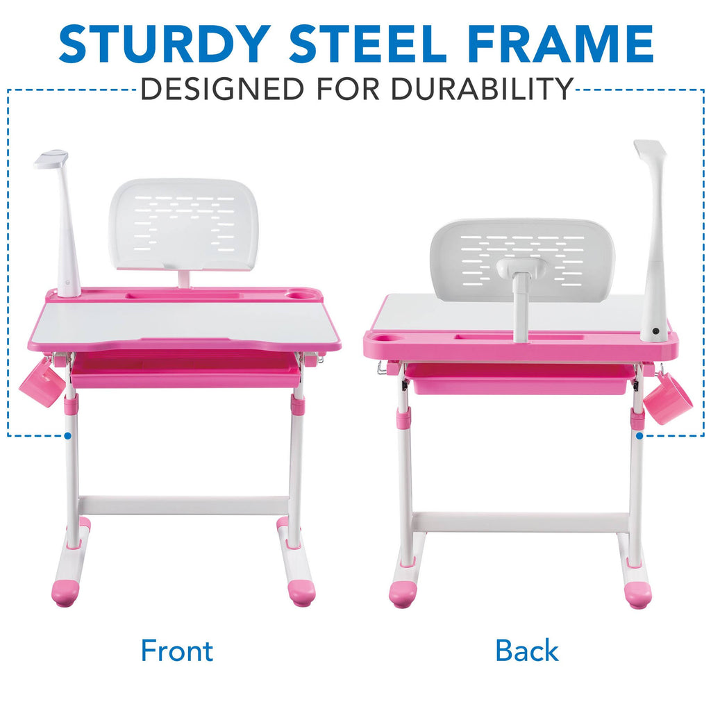 Gray Kid's Desk and Chair Set with Lamp and Book Holder X264259
