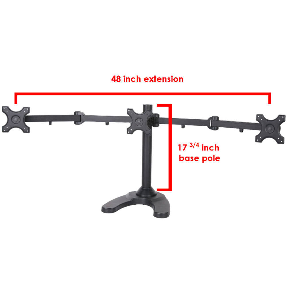 Triple Freestanding Height Adjustable Monitor Desk Mount, Black N9383