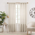 Semi-Sheer Stripe Organic Cotton Window Curtain Pair White 84 Q54792