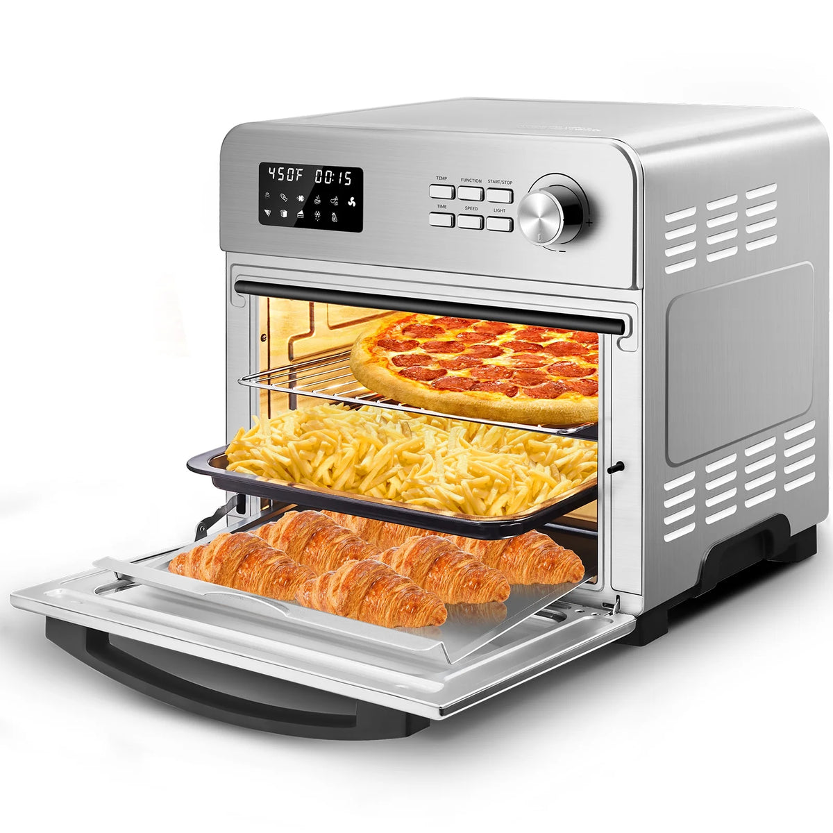 6-in-1 Air Fryer Toaster Oven, 24 Quart LCD Countertop Convection Airfryer with Rotisserie and Dehydrator R213
