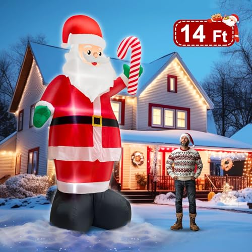 14 FT Inflatable Santa Claus with Built-in LED Lights R6319