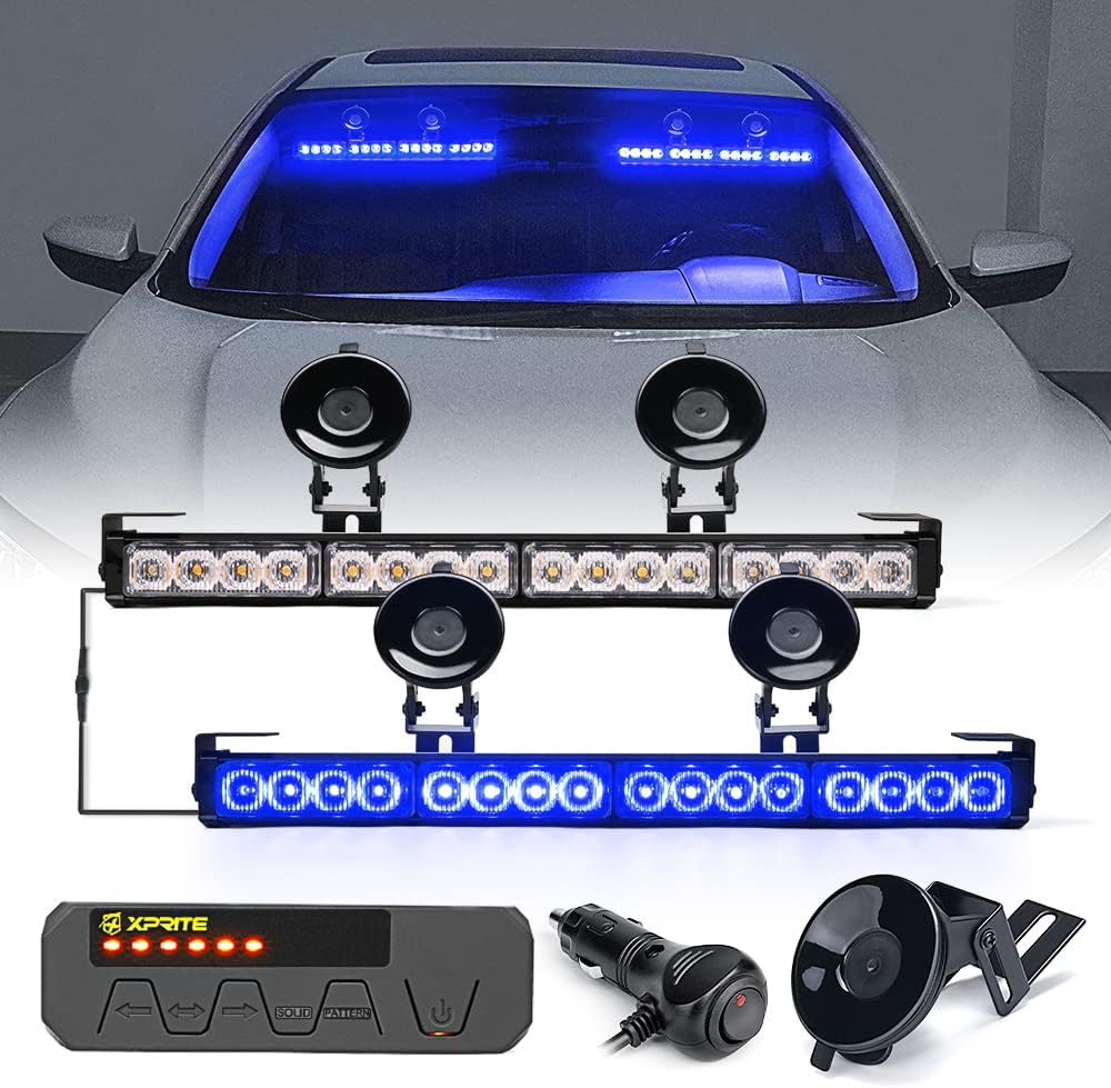 Amber LED Emergency Strobe Light Bar with Control Box, Pack of 2 J2615