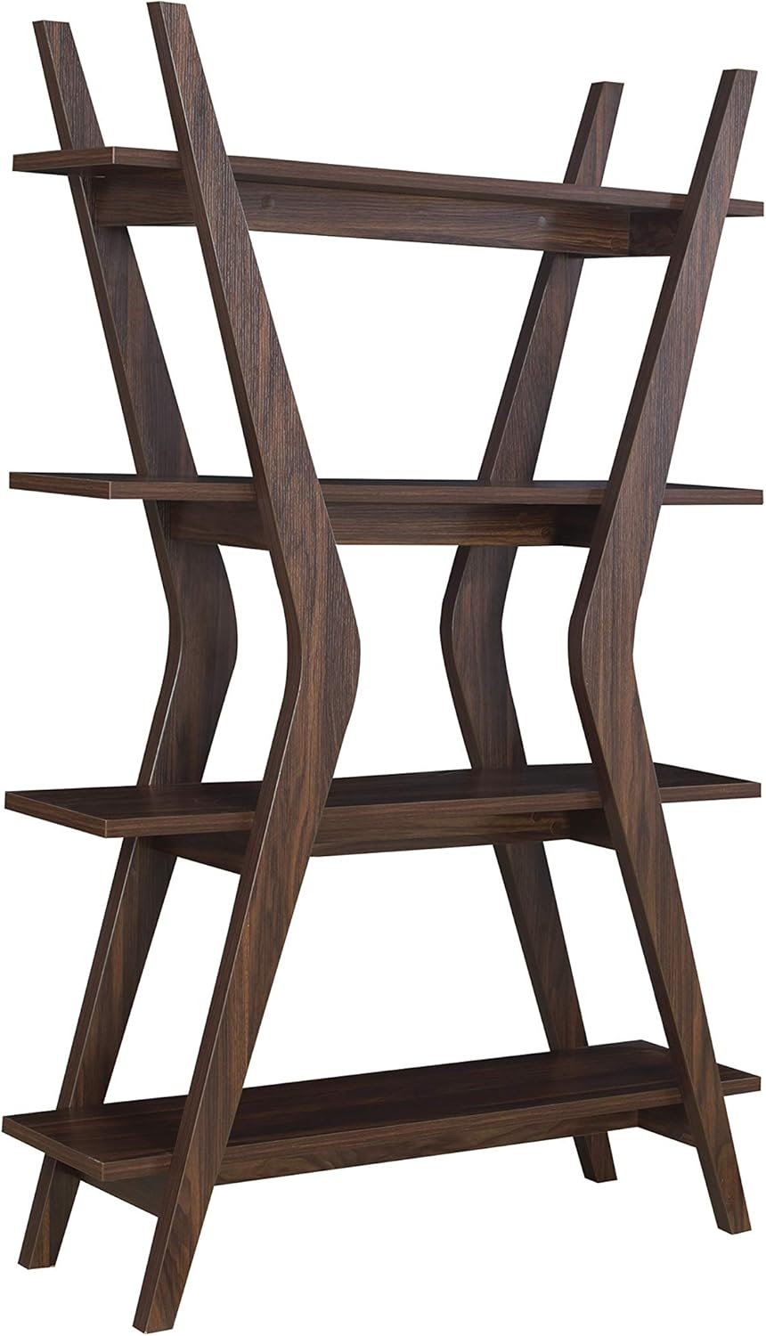 4-Tier Bookcase Dark Walnut Brown S3654