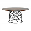 Solid Sheesham & Iron Round Dining Table X94707