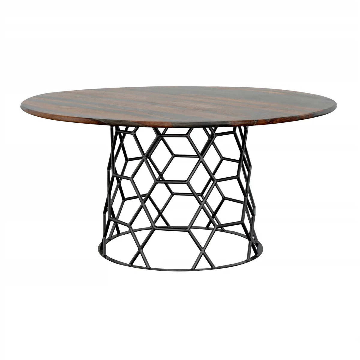Solid Sheesham & Iron Round Dining Table X94707