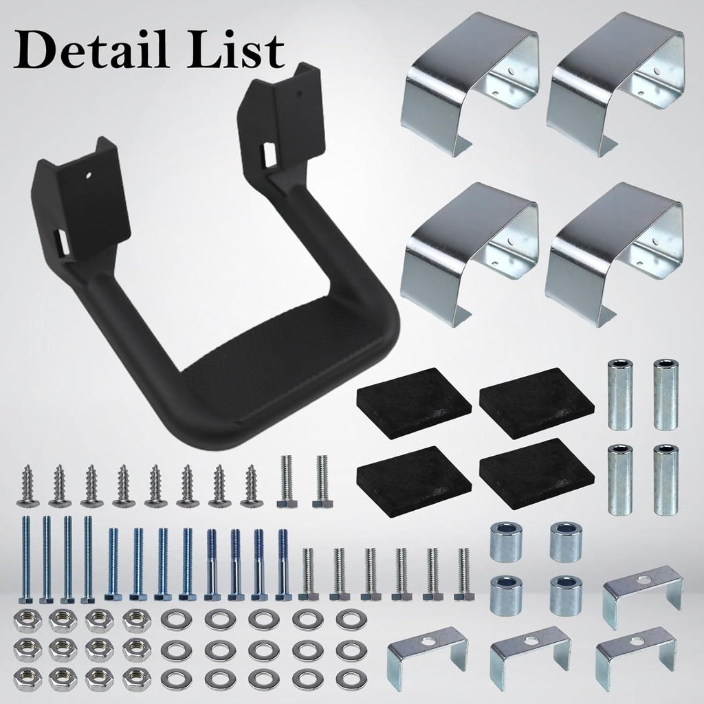 Black Powder Coated Truck Side Step Set - 2 Pieces (1 Pair) with Mounting Brackets N40019