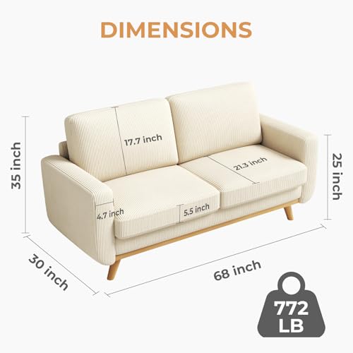 Beige Corduroy Loveseat Sofa M2979