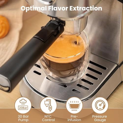 Compact Stainless Steel Espresso Machine with Steam Wand C937