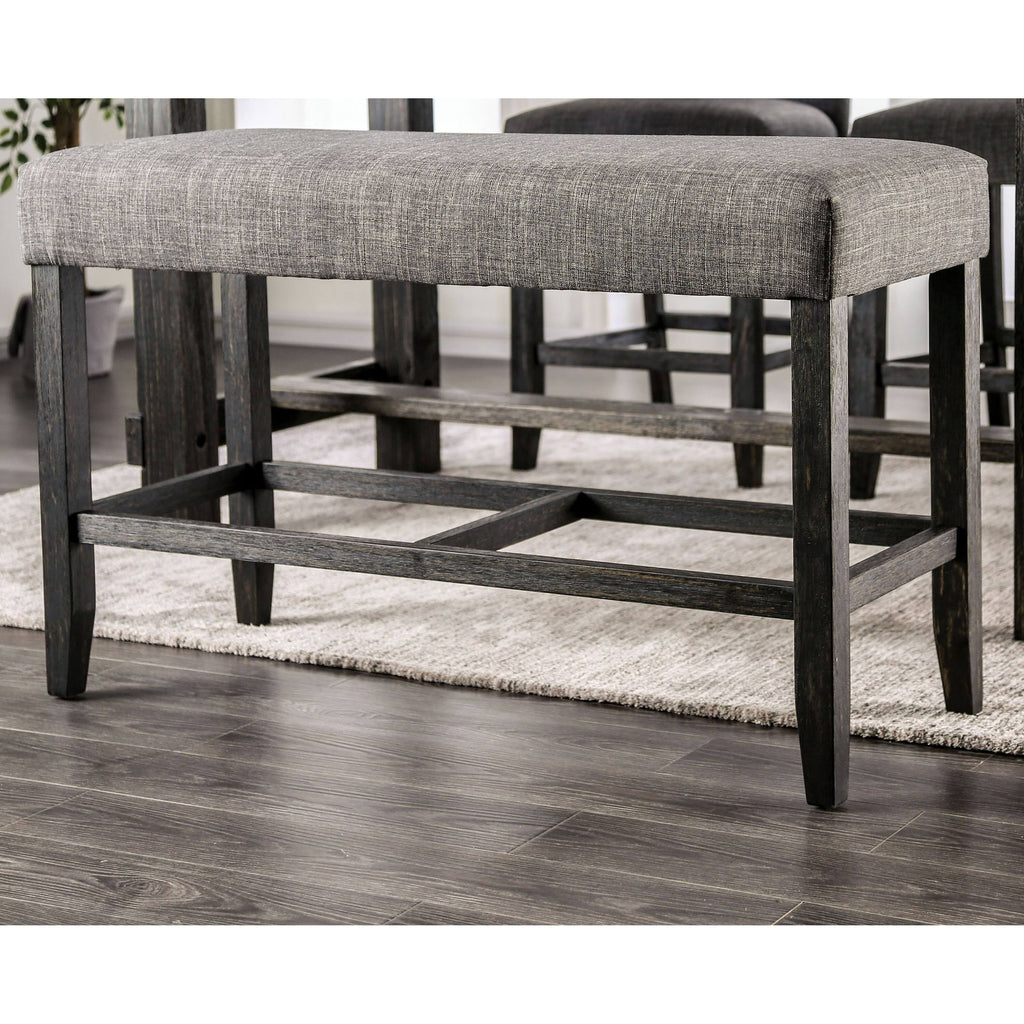 Rustic Linen Fabric Counter Height Bench Light Grey N763