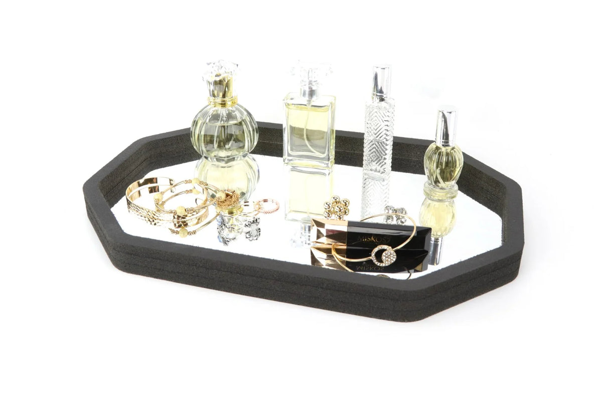 Mirrored Vanity Organizer Tray with Black Foam 14 x 9.5 Inches S195420