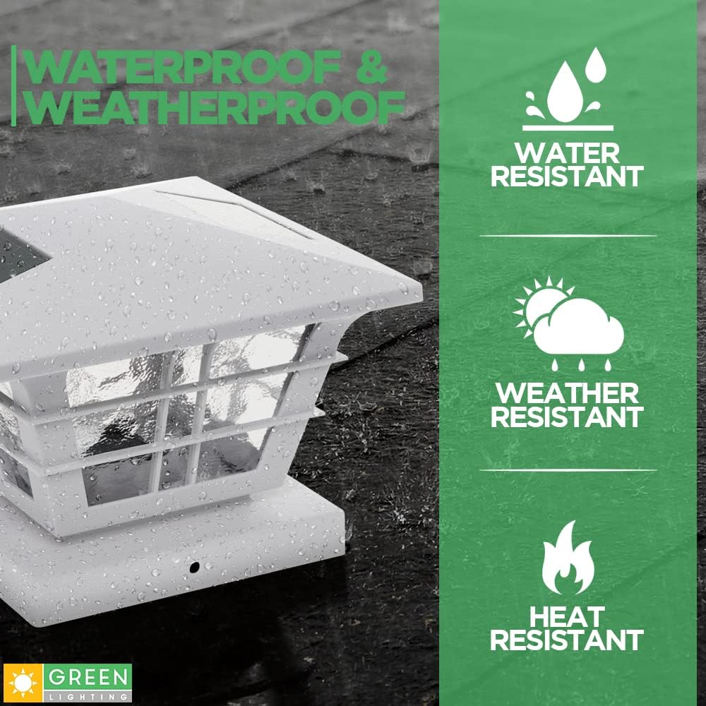8 Pack Solar Powered Post Cap Light with 4x4 Base Adapter, White E249157