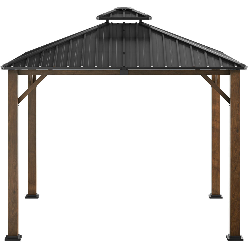 9.8' x 9.8' Hard Top Outdoor Gazebo with Roof Vent, Aluminum and Steel Frames O245626