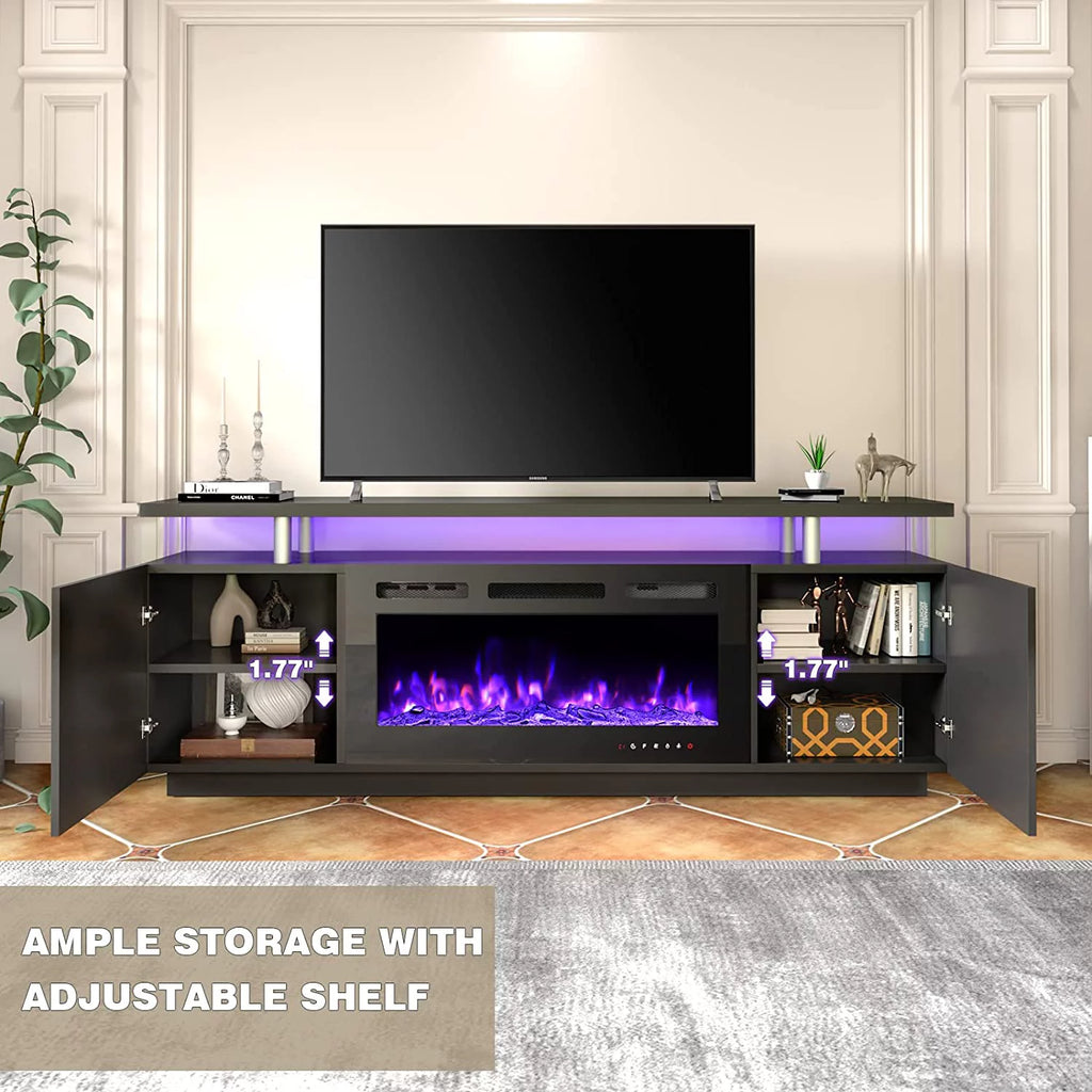 White Fireplace TV Stand with 40'' Electric Fireplace J6107