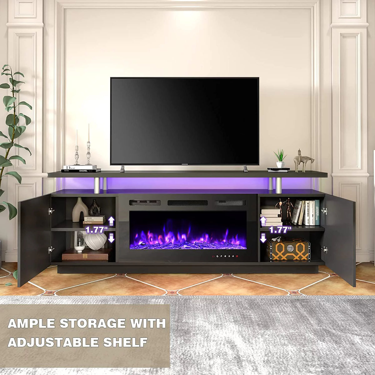 White Fireplace TV Stand with 40'' Electric Fireplace J6107