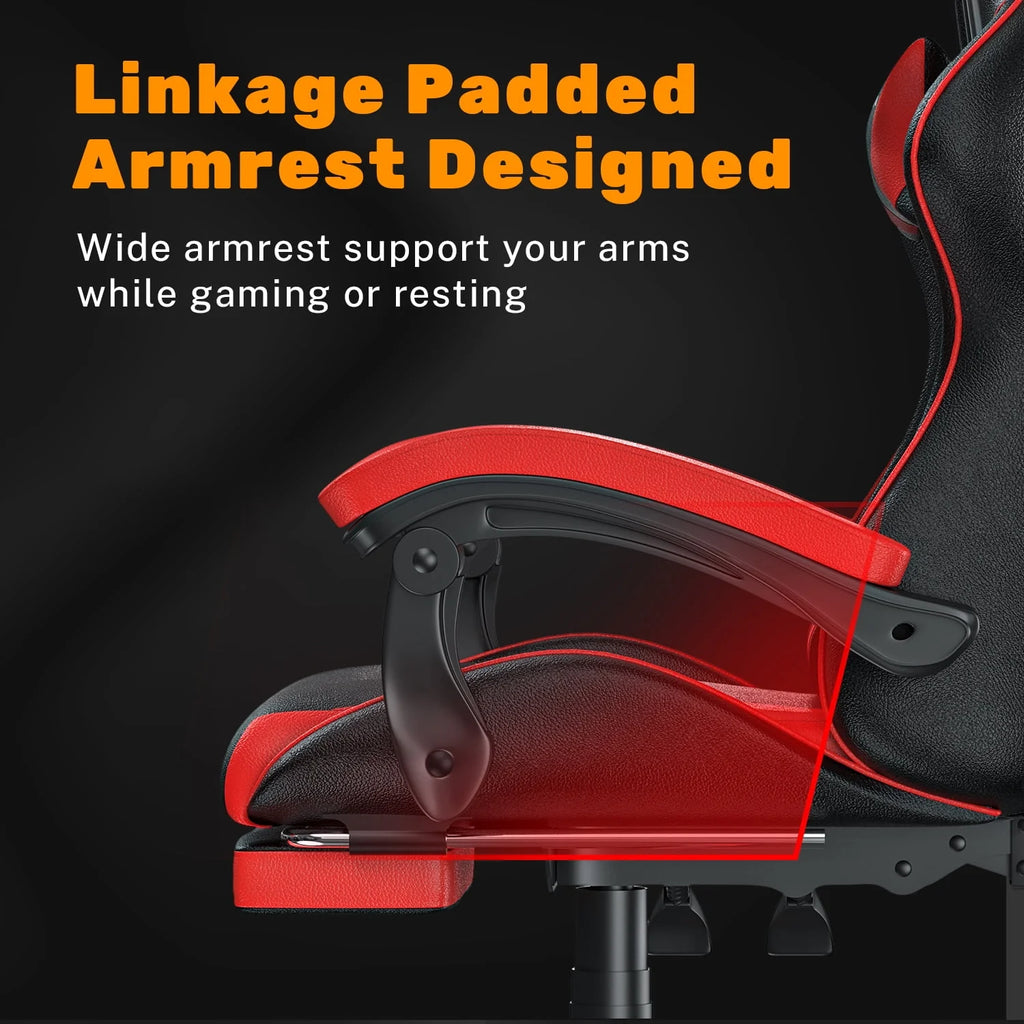 Pink Gaming Chair with Lumbar Support and Headrest C86347