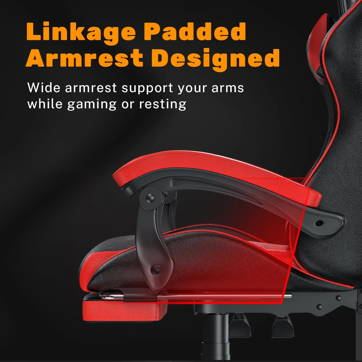 Pink Gaming Chair with Lumbar Support and Headrest C86347