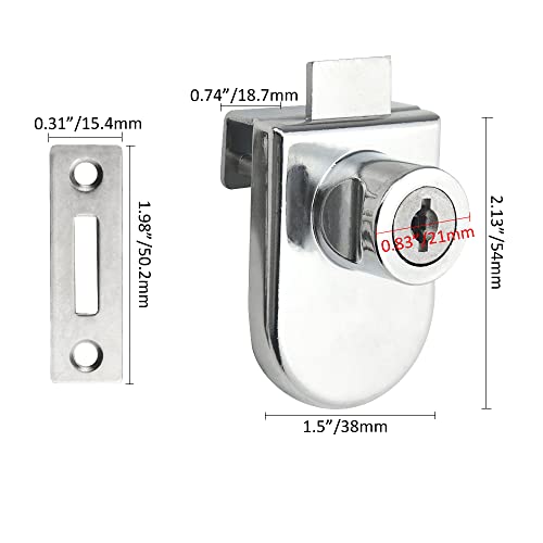 4Pack Zinc Alloy Double Glass Door Display Lock Cabinet Lock with 2 Alike Keys for 4.5-8mm Glass Door B828455