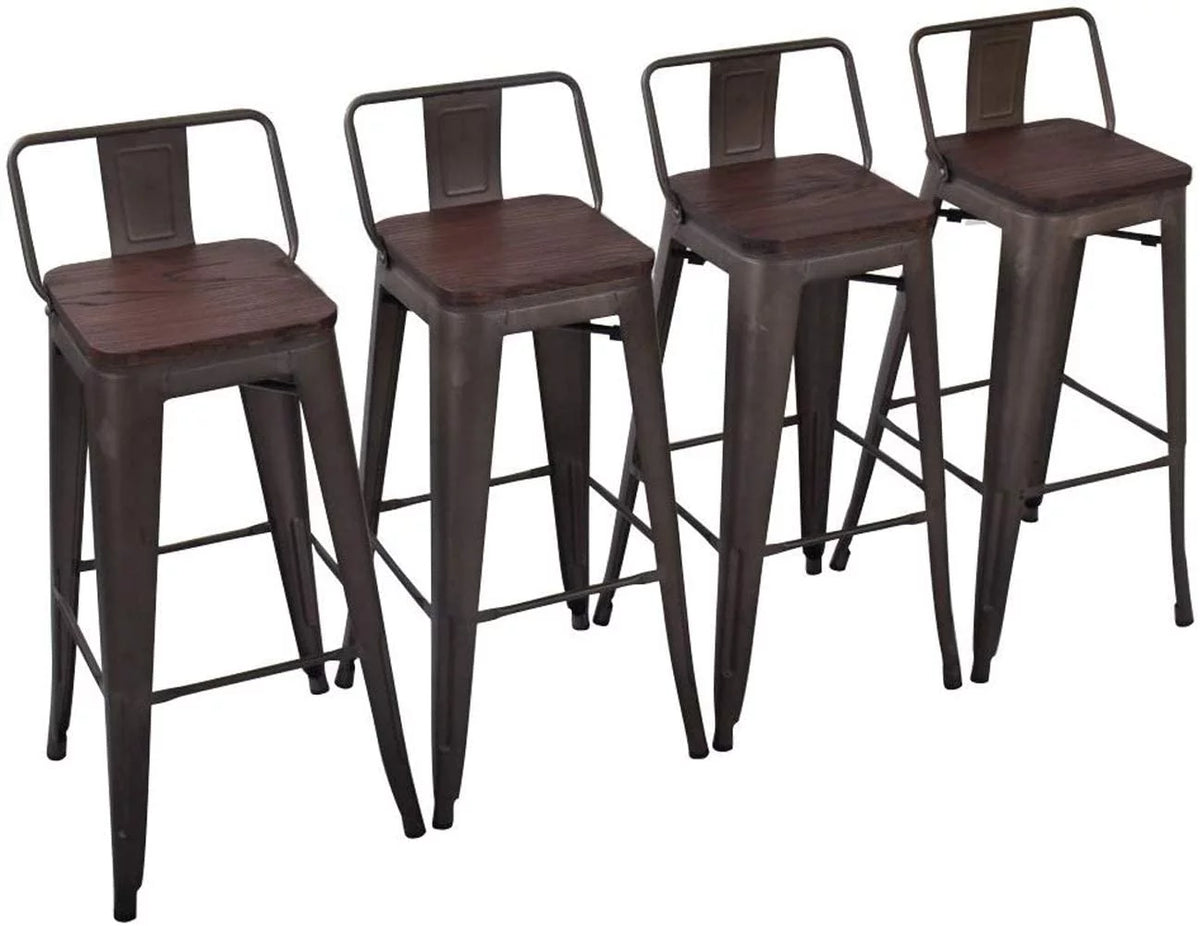 24 Metal Barstools Set of 4 Counter Height with Back K960