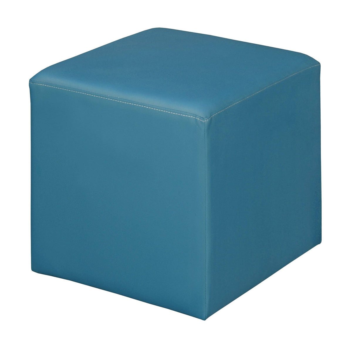 Peacock Teal Faux Leather Ottoman U65709
