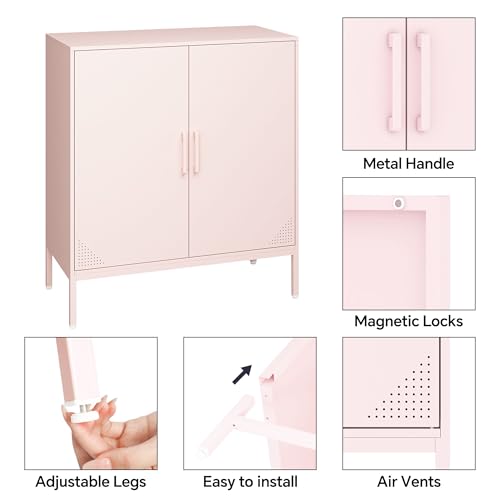 Black Metal Storage Cabinet with Adjustable Shelves J43265