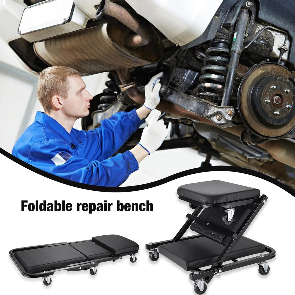 36 Inches Adjustable Rolling Garage Creeper with 6 Swivel Casters I49054