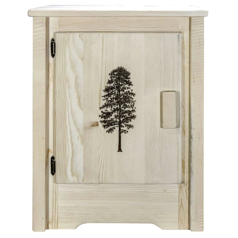 Accent Cabinet with Laser Engraved Pine Design O273837