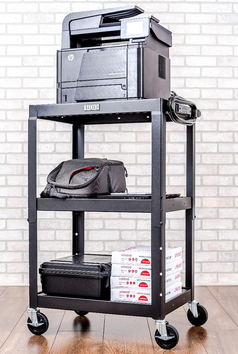 24 Height Adjustable Metal Cart - Black V259
