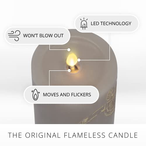 White Pinecone Flameless LED Candle Pillar (3" x 6.5") A45695
