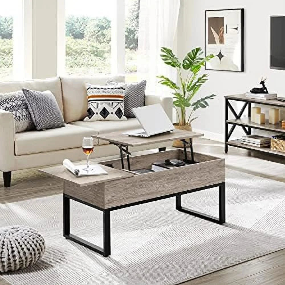Lift Top Coffee Table with Hidden Compartments and Side Drawer B222157