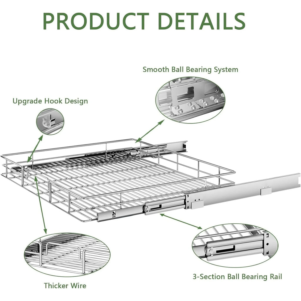27W x 21½D Heavy Duty Pull Out Cabinet Shelves Q1432