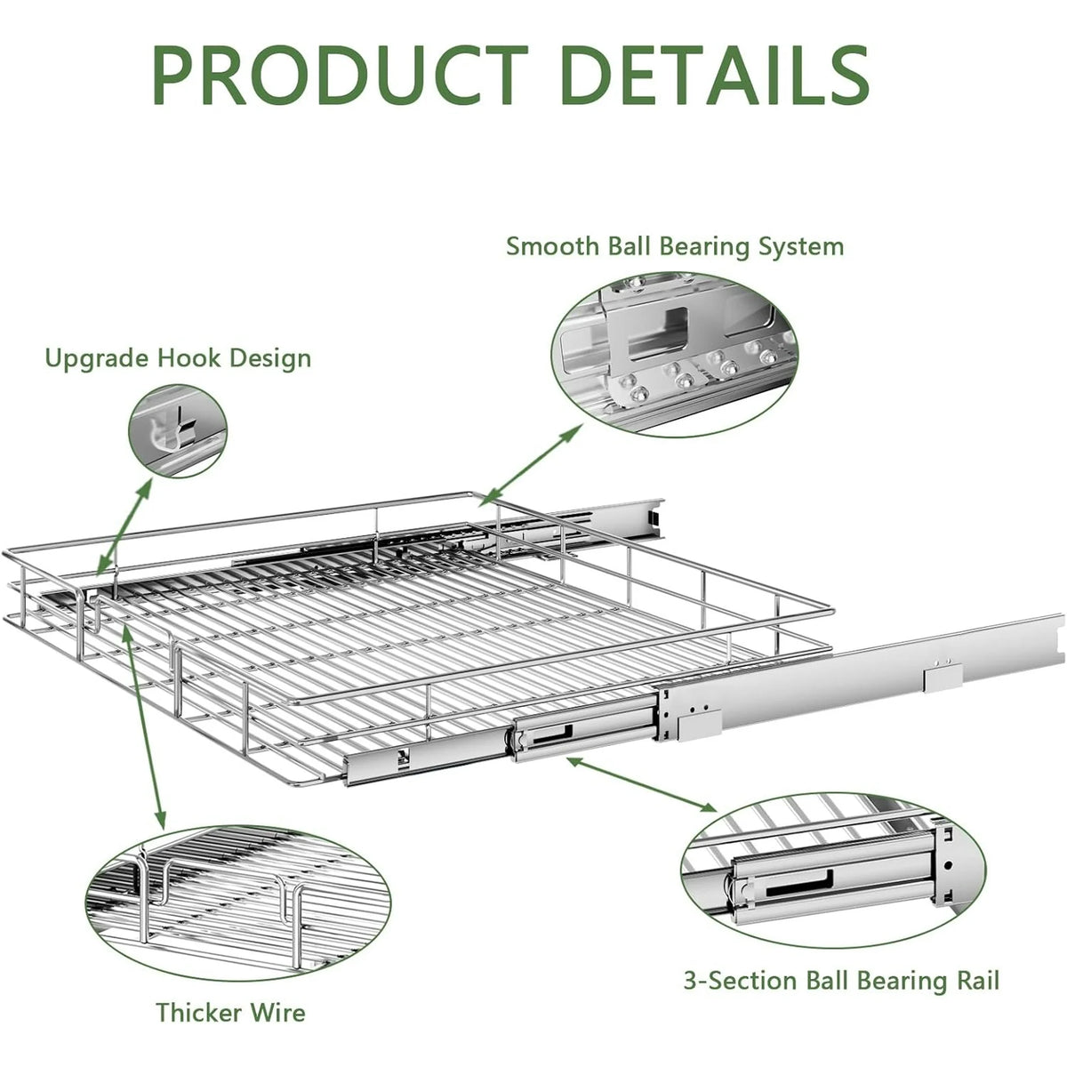 27W x 21½D Heavy Duty Pull Out Cabinet Shelves Q1432