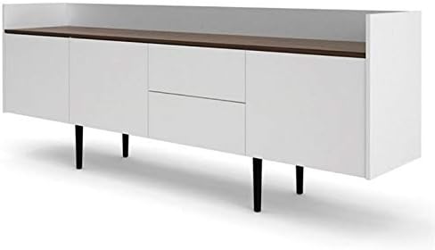 White and Walnut 2 Drawer 3 Door Sideboard Cabinet G248