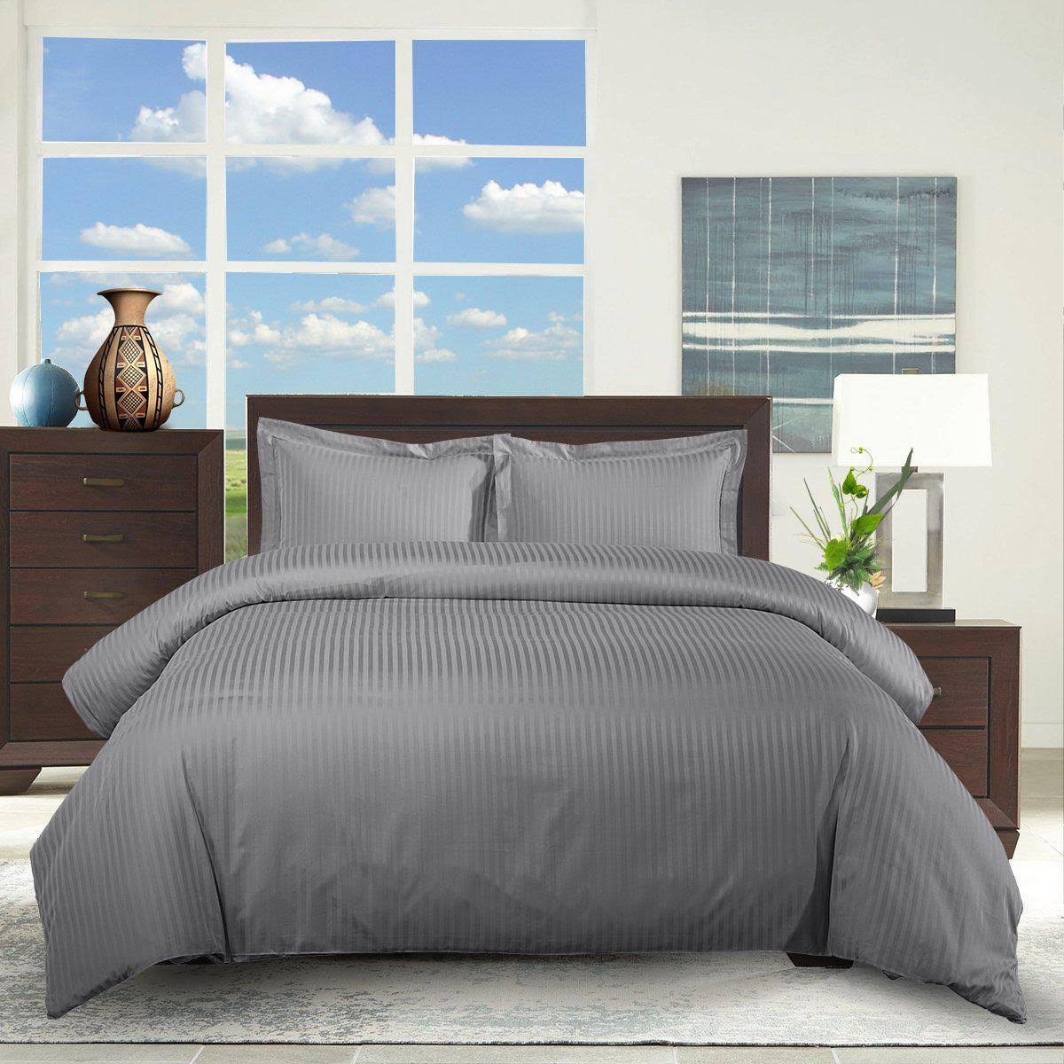 Striped 100% Cotton Duvet Cover Set King/Calking T276